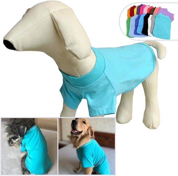Lovelonglong Pet Clothing Dog Costumes Dachshund Clothes Blank T-Shirt Tee Shirts for Dachshund Dogs,Corgi 100% Cotton Turquoise D-M