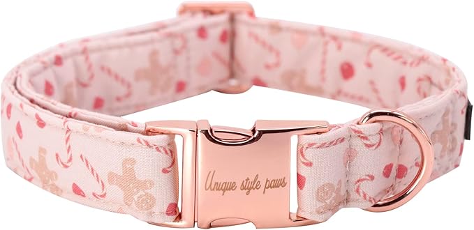 Unique style paws Dog Collar, Pet Collar Dog Bowtie Gift for Girl or Boy Dogs, Christmas Gingerbread Man Adjustable Dog Collar for XX-Small Dogs