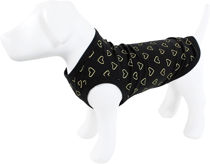 Luvable Friends Dog Pet Dog and Cats Cotton T-Shirts 2pk, Botanical Heart, Medium