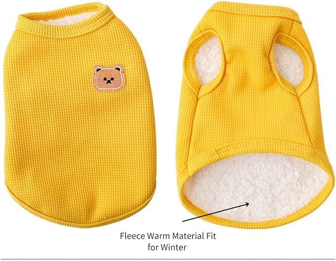 Pet-Clothes Fleece Cotton Dog Shirt Warm Soft Breathable Stretchy Tee Lightweight Sleeveless Vest for Cats Dogs in Medium Small Sizes