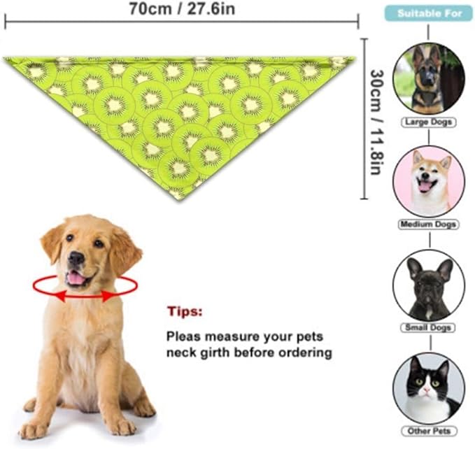 Kiwi Fruit Texture Dog Bandana Scarf Triangle Bibs Pet Accessories Cat Kerchief