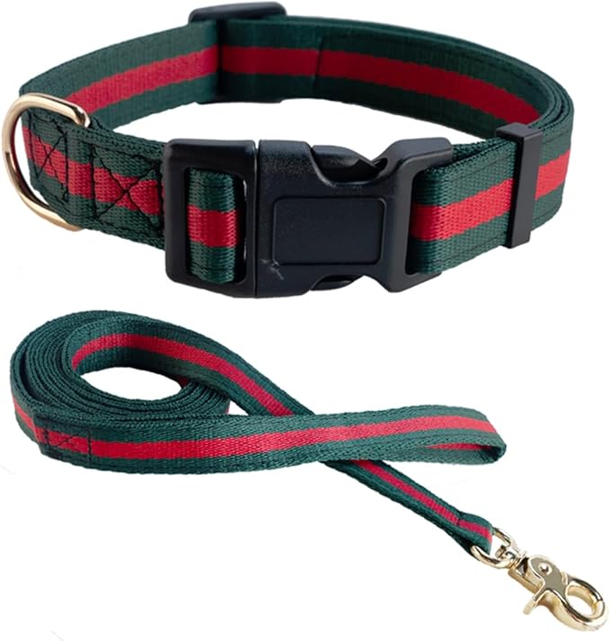 Elegant Dog Collar and Leash Set - Durable Soft Pet Collars and Leashes, Luxury Gift for Medium Dogs