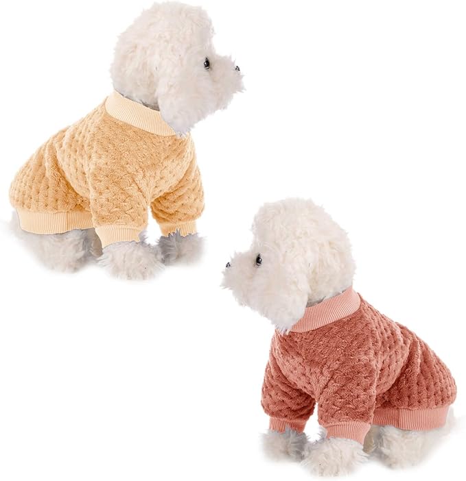 Dog Sweater, 2 or 3 Pack Dog Sweaters for Small Medium Dogs or Cat, Warm Soft Flannel Pet Clothes for Dogs Girl or Boy, Dog Shirt Coat Jacket (X-Small, Grapefruit+Peach)