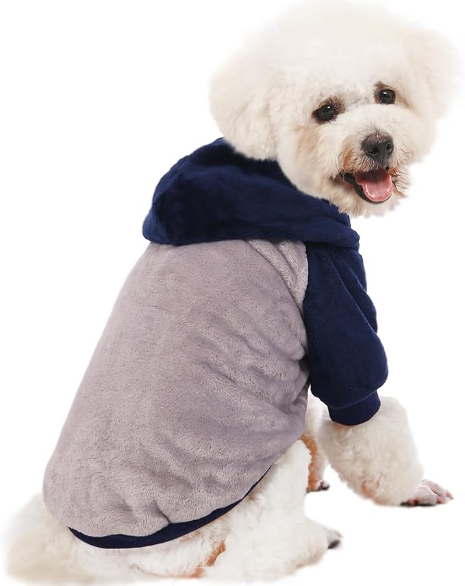 FabriCastle Small Dog Hooded Sweater, Dog Clothes XXS XS Small for Dogs Boy & Cats, Soft and Warm Pet Coat, Winter Pet Jacket, Doggy Apparel Costumes, Puppy Outfits Snap On Hoodies (Grey body, Medium)