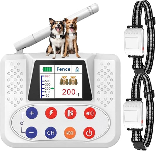 Wireless Dog Fence System, 2025 Electric Fence for Dog & Training Collar with Big LCD Screen, Portable Wireless Fence with 2.4GPFC Antenna, Waterproof & Adjustable Dog Perimeter Collar
