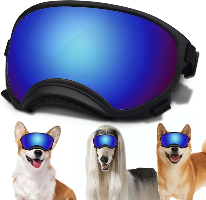 Small Dog Sunglasses with Adjustable Strap UV Protection, Winproof Dog Puppy Sunglasses, Suitable for Small Dog Pet Glasses, Dogs Eyes Protection，Soft Dog Goggles