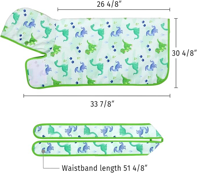 HDE Dog Bathrobe Super Absorbent Quick Drying Towel with Hood for All Dog Breeds Sizes S-XXL - Cute Dinosaurs - XL