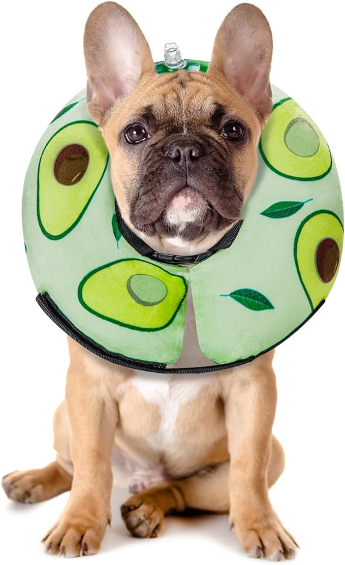 Dog Cone Collar for Small to Large Dogs for After Surgery, Pet Inflatable Neck Donut Collar Soft Protective Recovery Cone for Dogs and Cats - Alternative E Collar Does Not Block Vision - Avocado,M