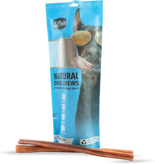 Sitka Farms Bully Sticks XL 12 inch - 6 Count - Bully Sticks 100% Natural and Long Lasting Dog Chews for Medium Large and Small Dogs of All Breeds - Grain & Rawhide Free Chews