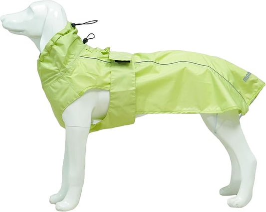 Waterproof Dog Raincoat with Reflective Strip, Adjustable Breathable Rain Coat Jacket with Leash Hole for Dogs (Light Green, Large)