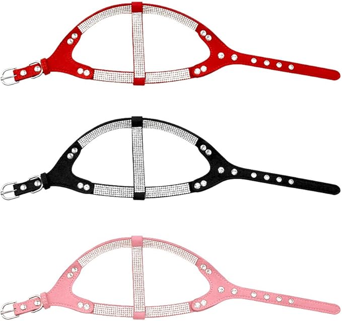 Beirui Soft Suede Leather Dog Harness and Leash Set - Rhinestone Dog Harness Sparkly Crystal Vest & 4 ft Lead for Small Dogs Pets Bulldog Schnauzer Cocker,Red,Chest for 14-17"