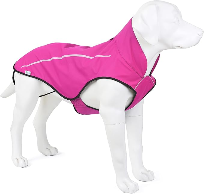 Mile High Life Dog Raincoat, Adjustable Waterproof Reflective Rain Jacket for Small Medium Large Dogs, Lightweight Breathable Pet Rain Coat with Leash Hole(Hot Pink,M Chest 26-32")