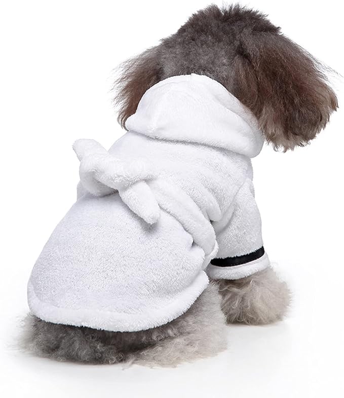 Petyoung Pet Bathrobe Dog Pajama Thickened Hooded Bathrobe Quick Drying and Super Absorbent Dog Bath Towel Soft Pet Nightwear for Puppy Small Dogs Cats