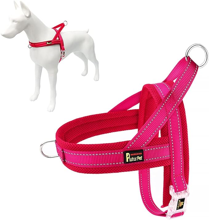 Plutus Pet No Pull Dog Harness with Breathable Mesh Padded, Adjustable Reflective Escape Proof Dog Harness, Quick Fit Dog Vest Harness for Small Medium Large Dogs(XXS, Pink)