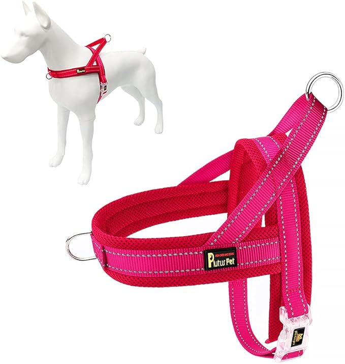 Plutus Pet No Pull Dog Harness with Breathable Mesh Padded, Adjustable Reflective Escape Proof Dog Harness, Quick Fit Dog Vest Harness for Small Medium Large Dogs(M, Pink)