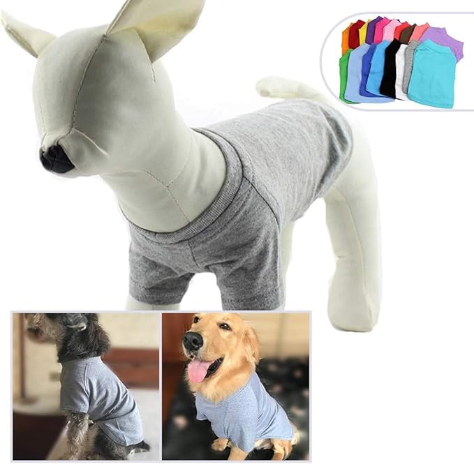 Lovelonglong Pet Clothing Dog Costumes Dachshund Clothes Blank T-Shirt Tee Shirts for Dachshund Dogs,Corgi 100% Cotton Gray D-S
