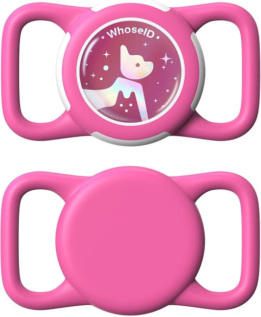 Waterproof Airtag Dog Collar Holder, Silicone & ABS Airtag Holder for Dog & Cat Collars, Ultra-Durable, Lightweight and Protective Airtag Case (Rose-1, Regular)
