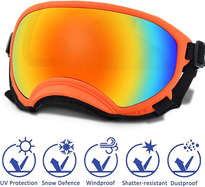 Small Dog Sunglasses with Adjustable Strap UV Protection, Winproof Dog Puppy Sunglasses, Suitable for Small Dog Pet Glasses, Dogs Eyes Protection，Soft Dog Goggles