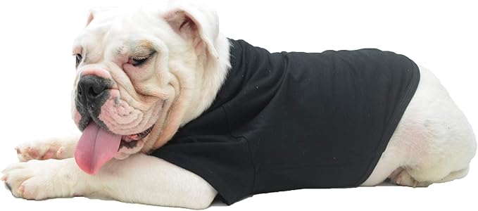 Lovelonglong Bulldog Clothes Dog Clothing Blank T-Shirt Tee Shirts for French Bulldog English Bulldog American Pit Bull Pugs 100% Cotton Skin Care Black B-L