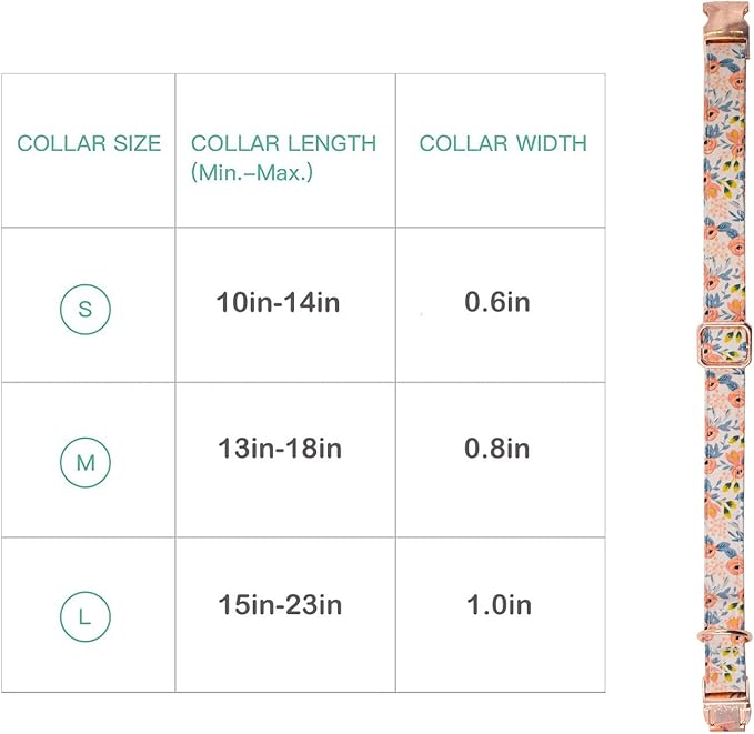 Metal Buckle Dog Collar, Durable Adjustable Dog Collar Soft for Small Medium Large Dogs (S(10-14in), Flower3)