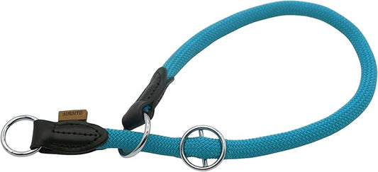 Braided Round Martingale Dog Collar, Training Collar with Slidable Stop Ring - Ideal for Large Dogs (L(1/2") - 22" Long, Light Blue)
