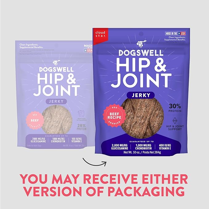 DOGSWELL 842190 Hip & Joint Beef Jerky Pet Food, 10 Oz