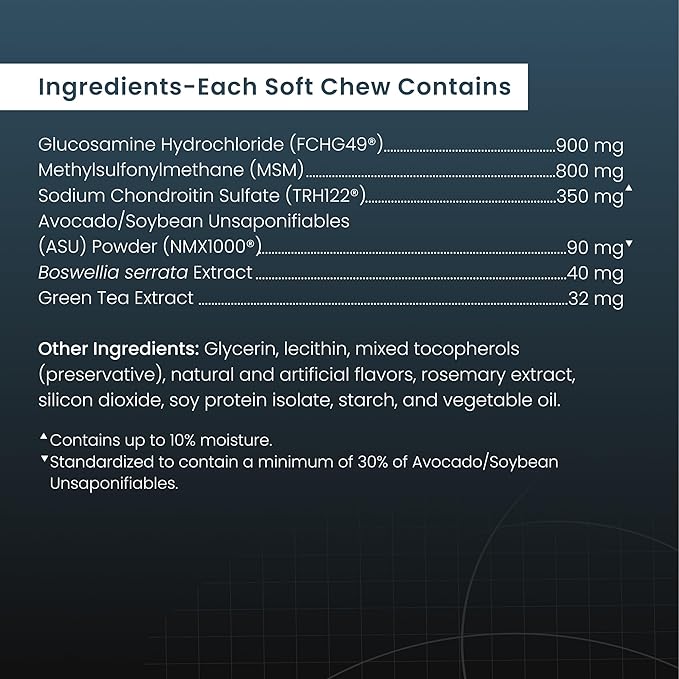 Nutramax Laboratories Dasuquin with MSM Joint Health Supplement for Large Dogs - With Glucosamine, MSM, Chondroitin, ASU, Boswellia Serrata Extract, and Green Tea Extract, 84 Soft Chews