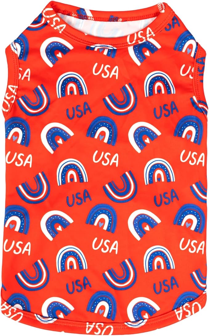 CuteBone 4th of July Dog Shirts 2-Pack Soft Pet Clothes Breathable Summer Vest for Small Puppy and Stretchy Cat Apparel 2BX18L