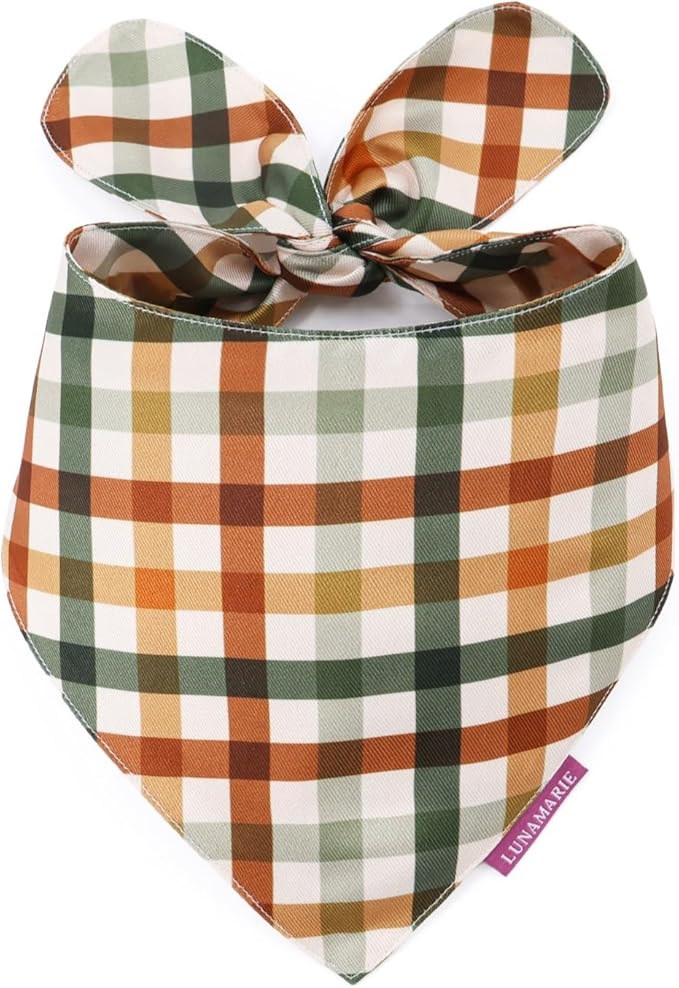 Luxury Pet Birthday Bandanas -Premium & Silky Poly Fabric | 100% Handmade | Custom Shape Dual Layered (Autumn, Large)