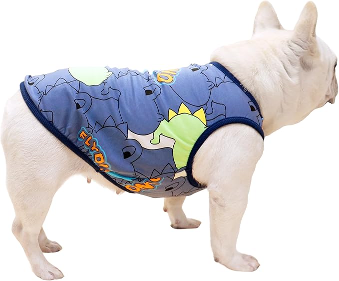 Dog Shirts for Small Medium Dogs French Bulldog Clothes,Funny Dog Dinosaur Shirts Frenchie Clothes for Pets, Breathable Puppy Sweatshirts Cotton Tank Top Costume Cats Tshirts,Blue,M