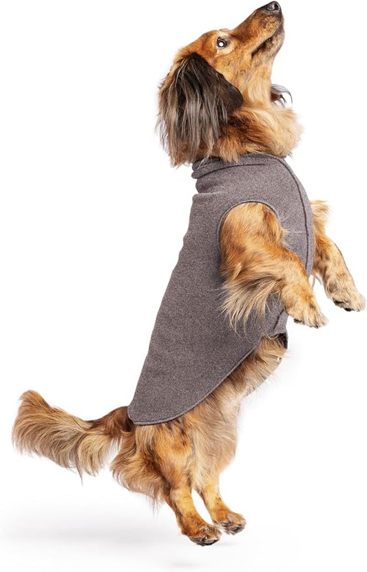 Stretch Fleece Dog Coat, Stretchy Pet Sweater, Machine Washable Pullover for Winter and Fall, Charcoal, 12