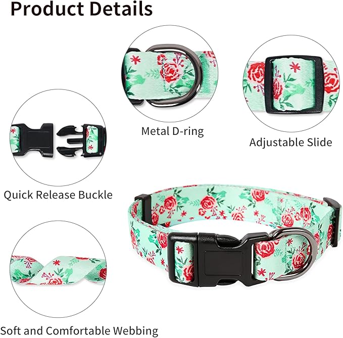 Timos Dog Collar, Adjustable Soft Dog Collar for Small Medium Large Dogs,Print Patterned Puppy Collars with Quick Release Buckle for Boy and Girl Female Dogs,L Length 15.94''-25.59'