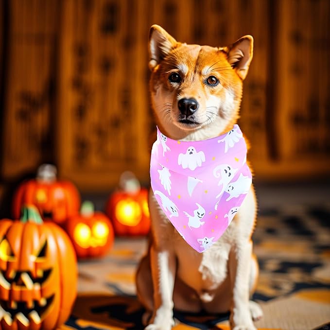 Halloween Dog Bandanas for Medium Dogs 7 Pcs Adjustable Dog Bandanas for Doggy 25 Inch Dogs Scarves Cats Breed Grooming M