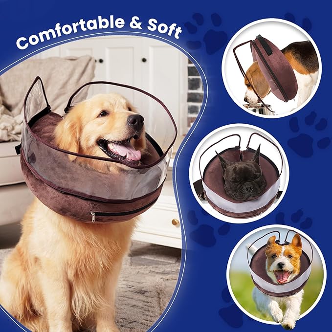 BARKLESS Dog Cone, Inflatable Dog Cone After Surgery for Large Breeds, Soft Surgery Collar with Enhanced Anti-Licking Guard Shield for Pets, Protective Donut Collar