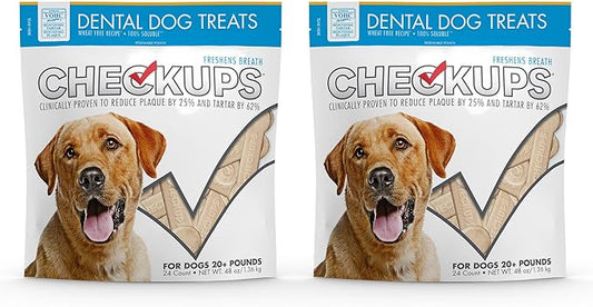 Dental Dog Treats for Oral Care, Fresh Breath & Plaque Control - 24 Treats, 48 oz. (2 Pack) - Delicious Chews for Happy and Healthy Dogs