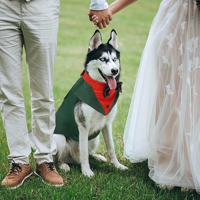 Koser Christmas Dog Tuxedo Suit and Bandana Set - Boys' Dogs Formal Wedding Attire for Large and Medium Dogs: Golden Retriever, Samoyed, Bulldogs
