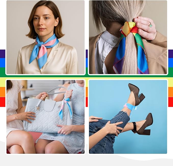 4 Pack Rainbow Bandanas Trans Pride Bisexual, Lgbt Square Scarves Lesbian Single Sided Print Headwrap Handkerchiefs Pride Flag Bandana