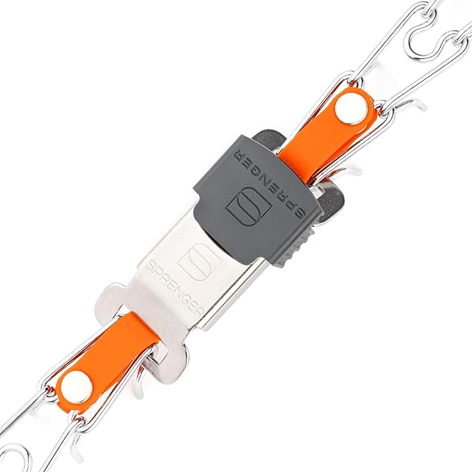 Herm Sprenger Chrome Plated Steel Dog Collar with Quick Release ClicLock Buckle and Biothane Insert Training Collar for Dogs Made in Germany (Hunter Orange, 16in x 2.25mm(Neck Size up to 13-14in))