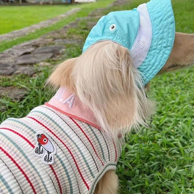 Dog Hat with Ear Hole for Large Dog Sunscreen Summer Bucket Hats Cat Suncare Cooling Outdoor Hat Sun Protection Pet Caps (Blue, X-Large)