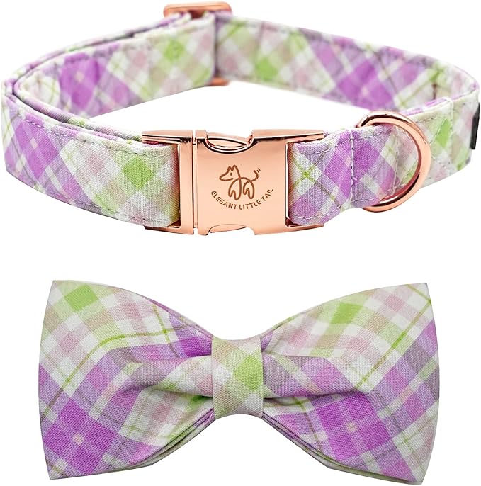 Elegant Plaid Collar With Cute Bow for X-Small Puppy and Cat