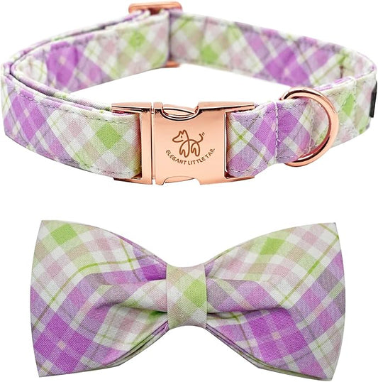 Elegant Plaid Collar With Cute Bow for X-Small Puppy and Cat