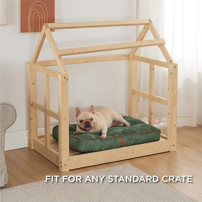 Bedsure Waterproof Dog Bed for Medium Dogs - 4 Inch Thicken Up to 45lbs Pet Mat Pillows with Removable Washable Cover, Green