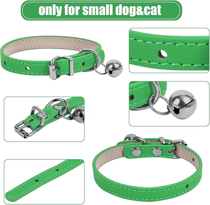 XXS Teacup Dog Collar, Green, 3/8 inch Width