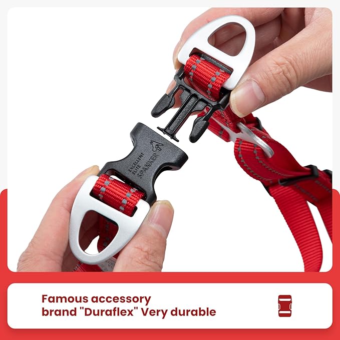 EXCELLENT ELITE SPANKER No Pull Dog Harness Adjustable Nylon Step-in Easy Pet Vest Chest Strap with Reflective and Leash Ring for Small Medium Large Breed Dogs Training Walking(Red-S)