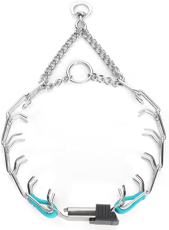 Herm Sprenger Chrome Plated Steel Dog Collar with Quick Release ClicLock Buckle and Biothane Insert Training Collar for Dogs Made in Germany (Sky Blue, 16in x 2.25mm(Neck Size up to 13-14in))