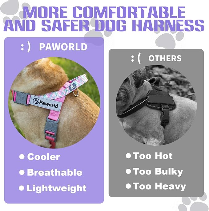 Service Dog Vest, No-Pull Service Dog Harness with 4 PCS Reflective Patches, Dog Vest Harness with Handle, Pet Harness for Small Medium Large Dogs in Training (Purple, M)