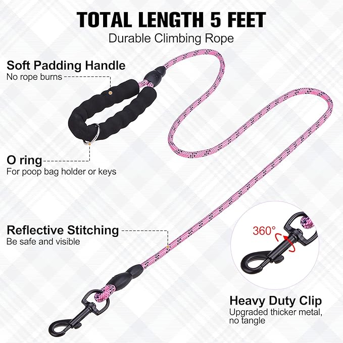 BEAUTYZOO Small Dog Harness and Leash Set, Step in No Choke No Pull Soft Mesh Dog Harnesses Reflective for Small Medium Puppy Dogs and Cats, Plaid Dog Vest Harness for S M Pets, Light Pink L