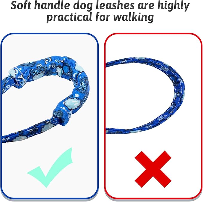 Dog Collar and Leash Set Girls Adjustable Puppy Collars with Floral Bow Tie for Small Medium Large Female Dogs, BluePaisley, L