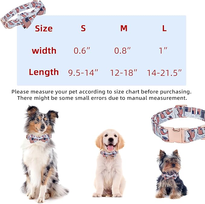 Adjustable Bow Tie Dog Collar Printed Cute Patterns Spring Summer Soft Pet Collars for Small Medium Large Dogs