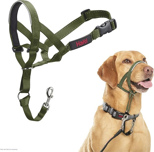 HALTI Headcollar - to Stop Your Dog Pulling on The Leash. Adjustable, Reflective and Lightweight, with Padded Nose Band. Dog Training Anti-Pull Collar for Medium Dogs (Size 3, Forest Green)
